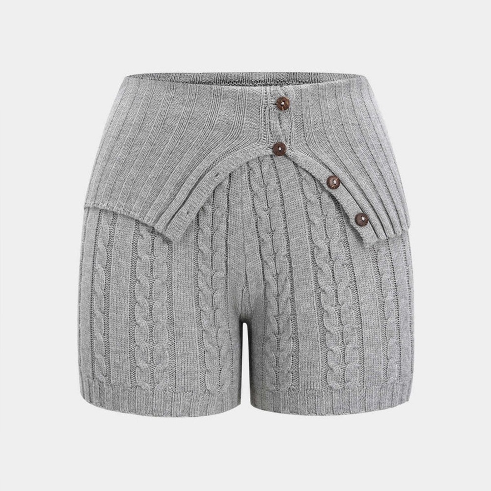 MICAS NWT Cable Knit Button Lounge Shorts Gray S